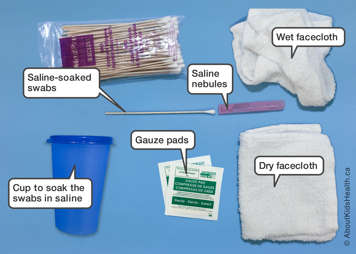 Images of tracheostomy cleaning supplies listed above