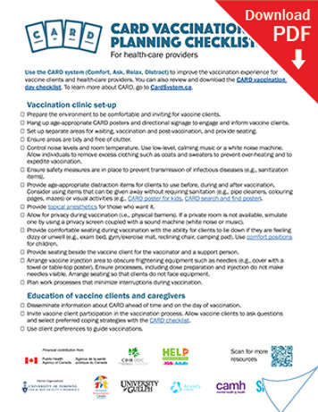 CARD vaccination planning checklist: For health-care providers