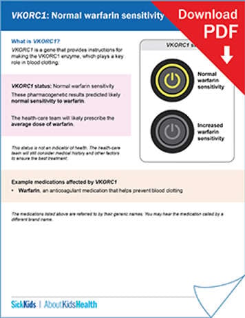 clickable thumbnail image to download handout on VKORC1 normal warfarin sensitivity
