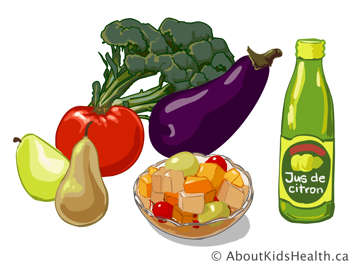 Des fruits, des légumes et du jus